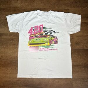 White 420 Speed Demon Weed T-shirt size S